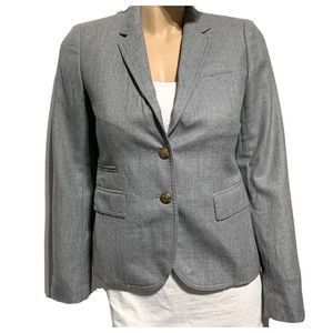 J. Crew Schoolboy 100% Wool Blazer Jacket Gray Gold Tone Buttons Size 2